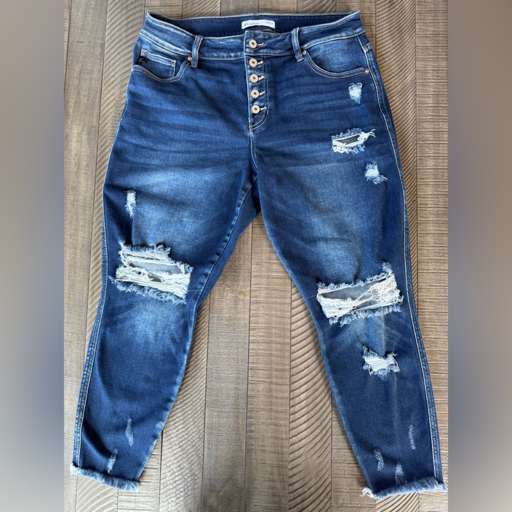 KanCan Deconstructed Distressed Ankle Jeans w/Raw Hem Women’s Size 14
